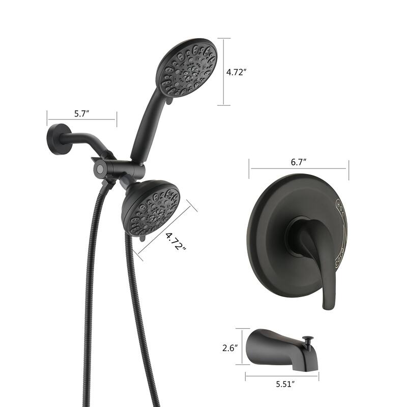 5 inch Wall-Mounted Round Completed Shower System with Handheld Shower and head shower and Tub Faucet