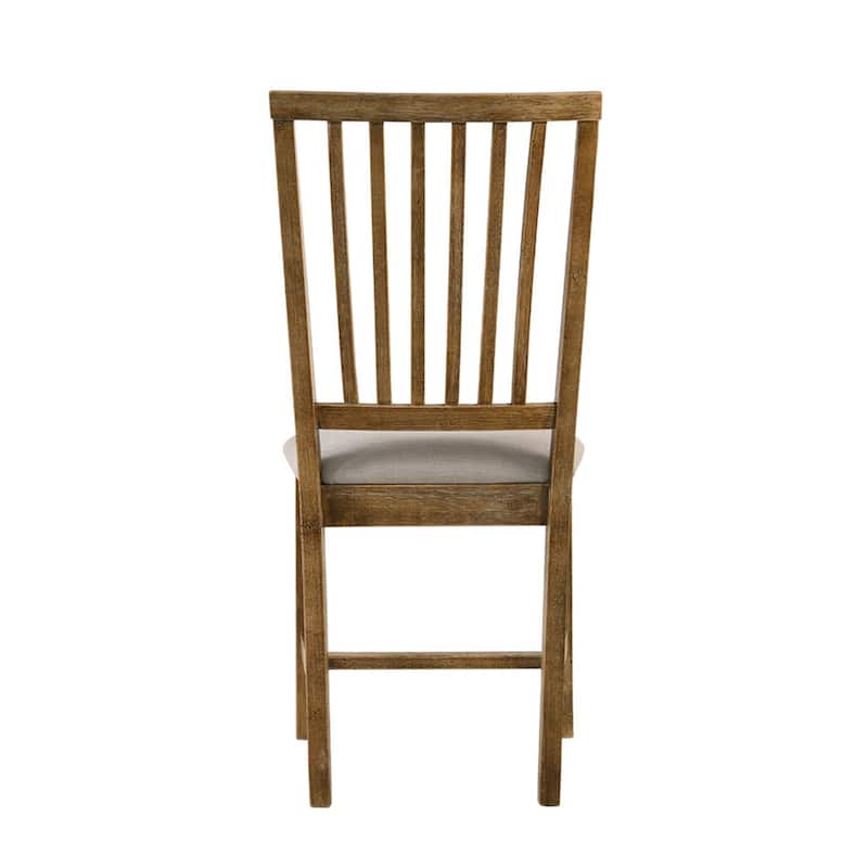 Set of 2 Upholstered Side Chair in Tan and Weathered Oak