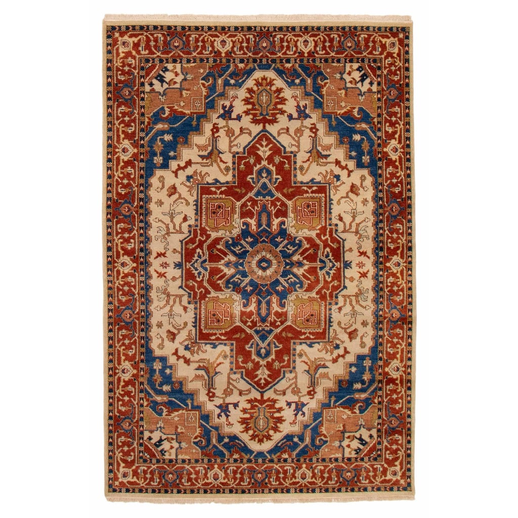 ECARPETGALLERY Hand-knotted Jules Sultane Ivory Wool Rug - 5'6 x 8'6