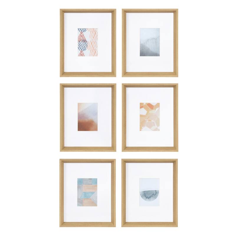 Kate and Laurel Calter 6 Piece Framed Black and White Print Art Set