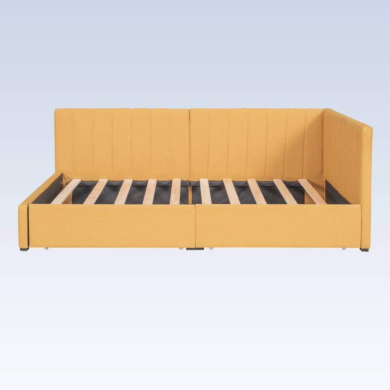 Modern Twin Size Upholstered Daybed with 2 Storage Drawers