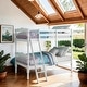 preview thumbnail 1 of 5, Convertible Twin Bunk Bed with Ladder & Guard-Rail, White White