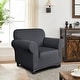 preview thumbnail 7 of 16, Enova Home Ivory Ultra Soft Rhombus Jacquard Polyester Spandex Fabric Box Cushion Armchair Slipcover - N/A Grey