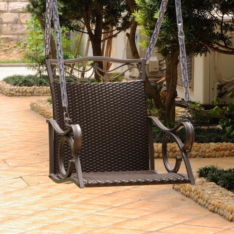 Valencia Resin Wicker Porch Swing - Chocolate