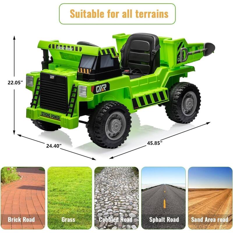 Ride On Dump Truck, 4 Wheeler Toy, Ride On Toys for Kids,12V Ride On Car with Remote Control