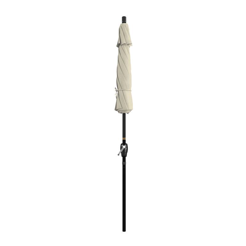 California Umbrella 7.5' Round Crank Lift Push Button Tilt Black Aluminum Patio Umbrella with Pacifica Pacific Blue Fabric