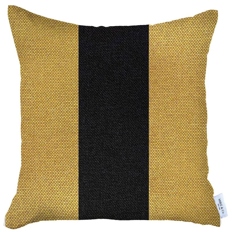 Black and Yellow Centered Strap Throw Pillow