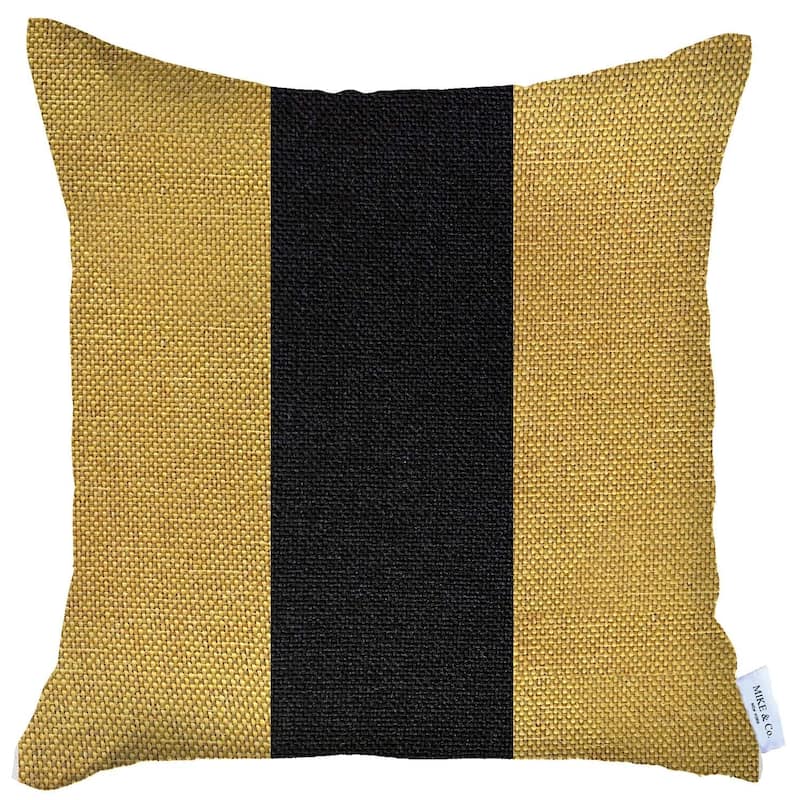 HomeRoots 18" X 18" Yellow And Black Geometric Zippered Handmade Polyester Throw Pillow Cover
