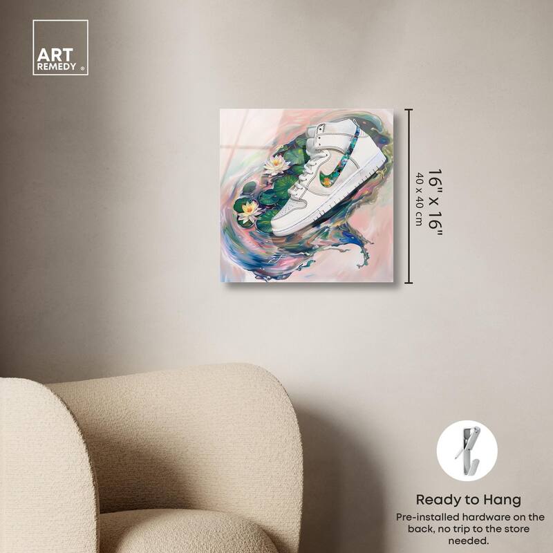 Lilypads Sneaker Splash Acrylic by Art Remedy, Ready to Hang