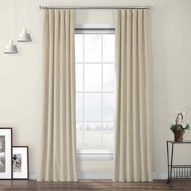 Porch & Den Riedweg Plush Velvet Curtain (1 Panel) - 50 X 120 - Macchiato Beige