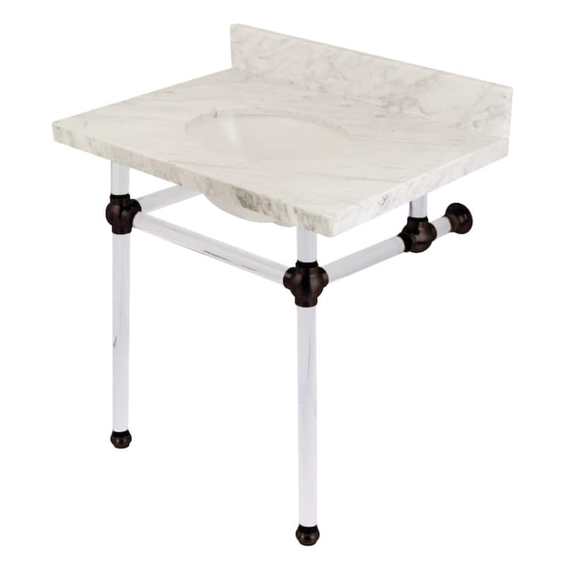 Kingston Brass Templeton 30" Wide Console Sink Set - Carrara Marble / Oil Rubbed Bronze
