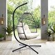 preview thumbnail 10 of 13, Outdoor Patio Wicker Folding Hanging Egg Chair, Swing Hammock with Cushion, Pillow