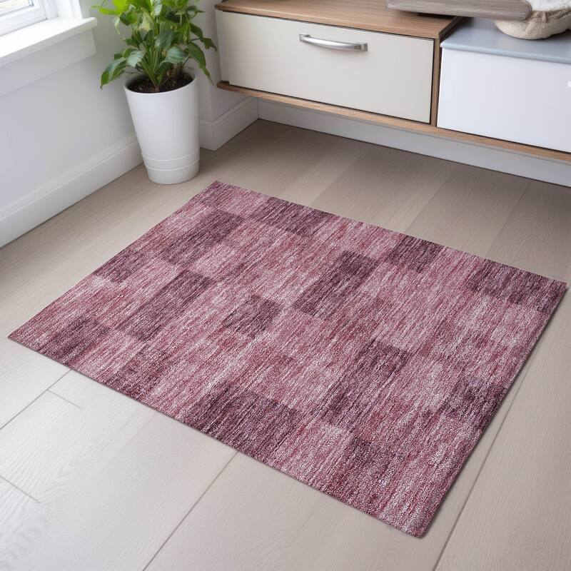 Premium Washable Super Soft Modern Checker Mayfield Rug - Blush - 1'8" x 2'6"