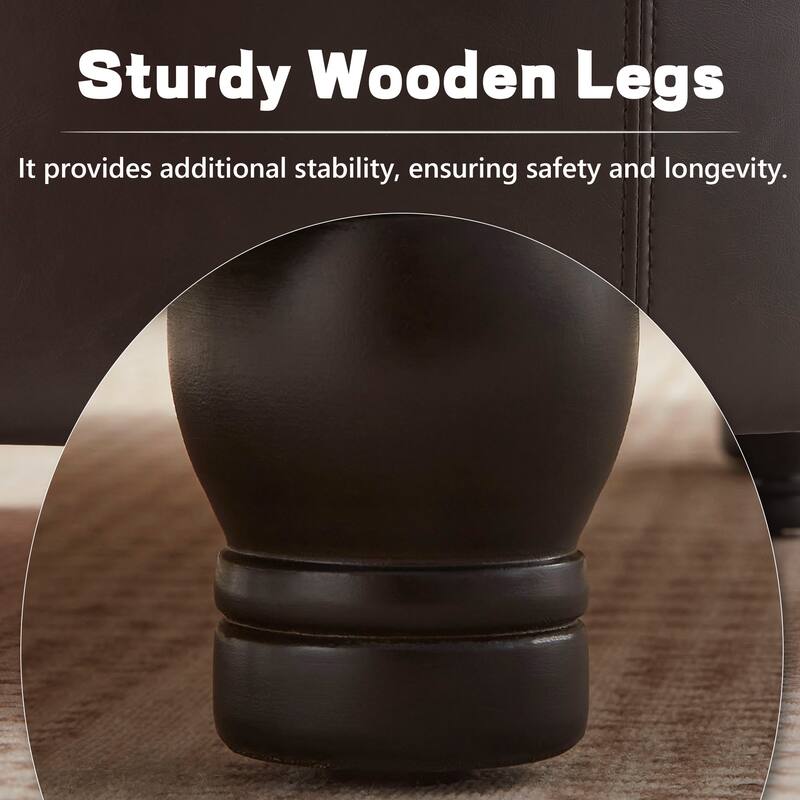 Faux Leather Round Storage Ottoman