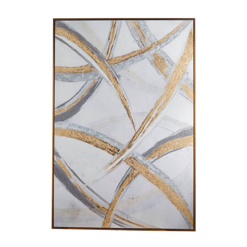 Gold Canvas Abstract Framed Wall Art with Gold Frame