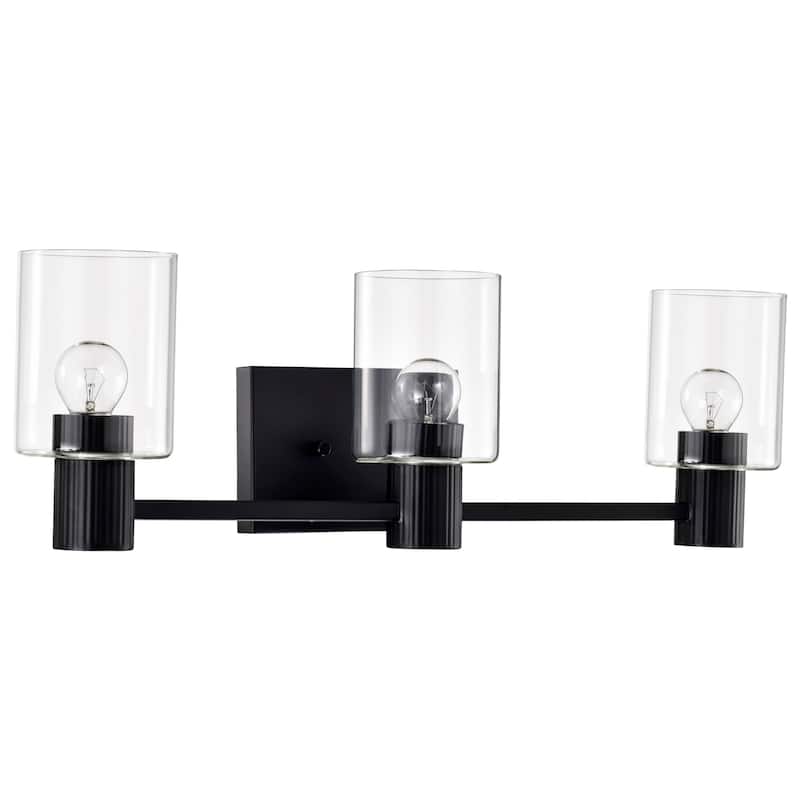 Clarksville 3 Light Vanity Matte Black with Clear Glass