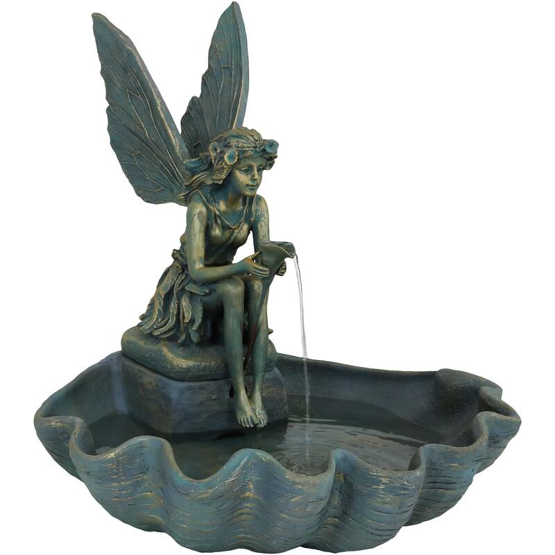 Sunnydaze Fairy Shell Outdoor Water Fountain - 30" H