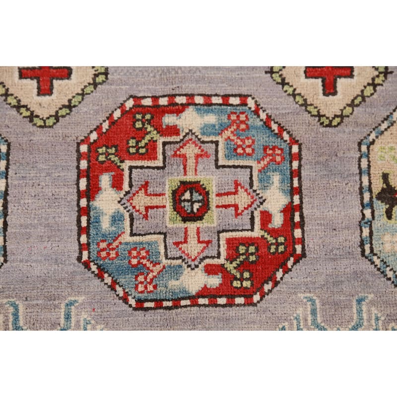 Hand Knotted Oriental 100% Wool Carpet Traditional All-Over Greys & Charcoal Kazak Area Rug - 10' 5'' X 8' 3''