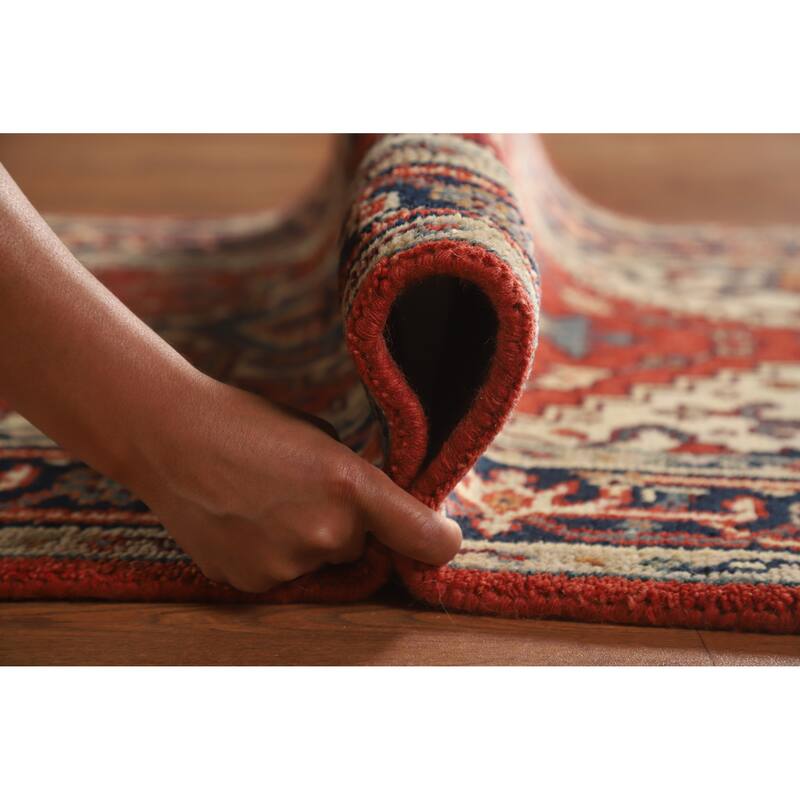 Hand Knotted Oriental 100% Wool Carpet Traditional Medallion Oranges & Rust Heriz (serapi) Area Rug - 5' 1'' X 3' 0''
