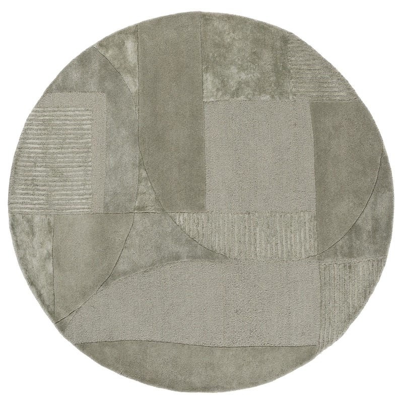 SAFAVIEH Handmade Fifth Avenue Theresine Mid-Century Modern Viscose Rug - 6' Round - Sage/Beige