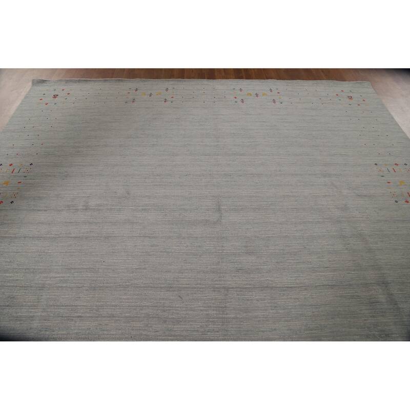 Striped Gabbeh Indian Area Rug Wool Carpet - 8'9" x 11'7"