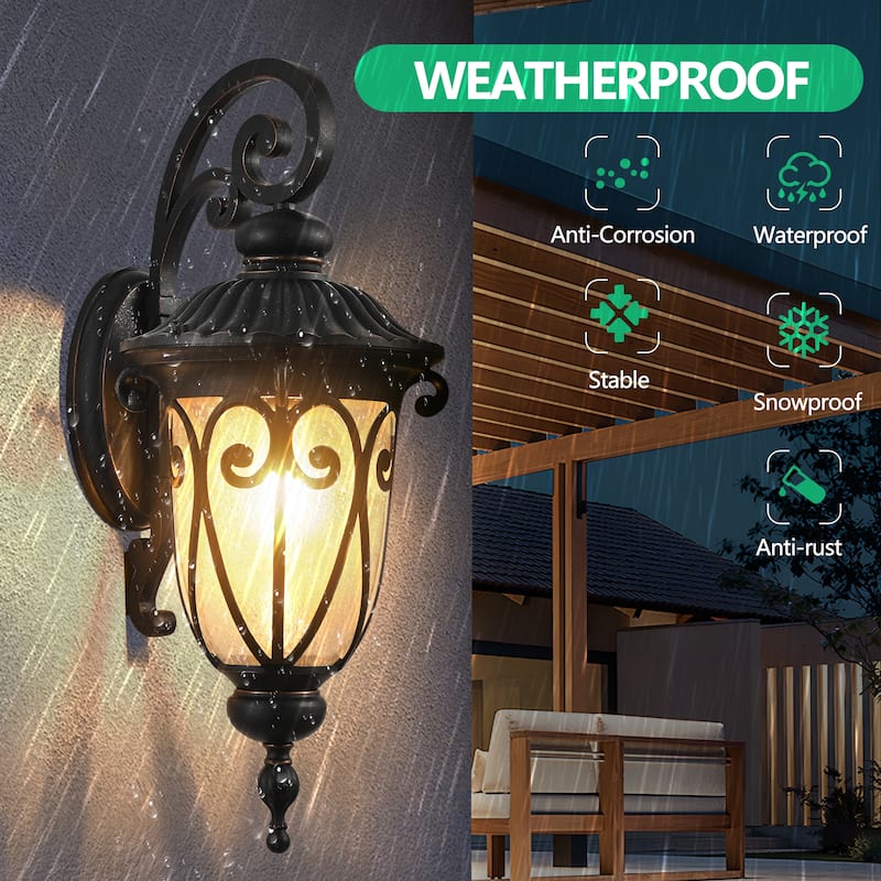 23" H Outdoor Weatherproof Wall Sconce with Bubble Glass (No Bulb)