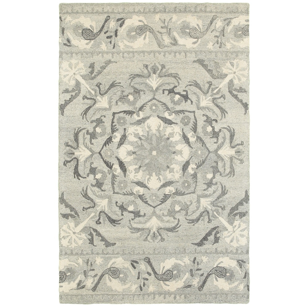 Style Haven Celena Undyed Wool Hand-crafted Floret Medallion Area Rug
