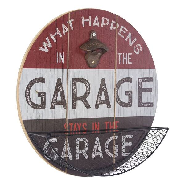 slide 2 of 9, American Art Decor What Happens in the Garage Bottle Opener/Catcher