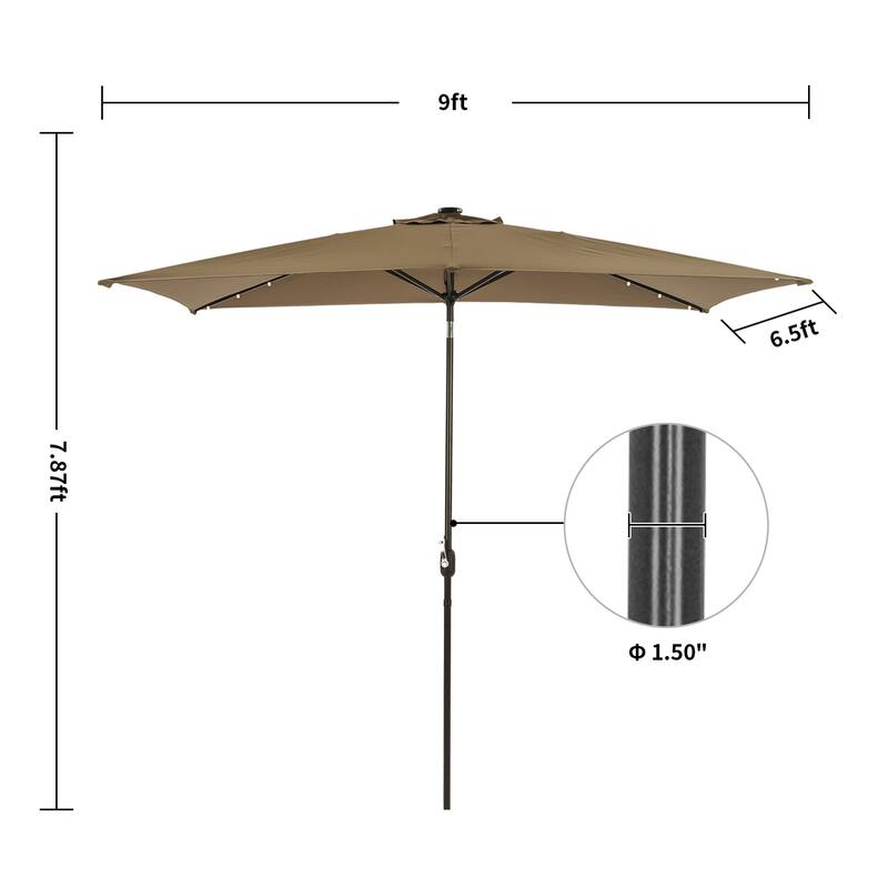 10 ft.LED Aluminum Rectanglar Market Patio Umbrella
