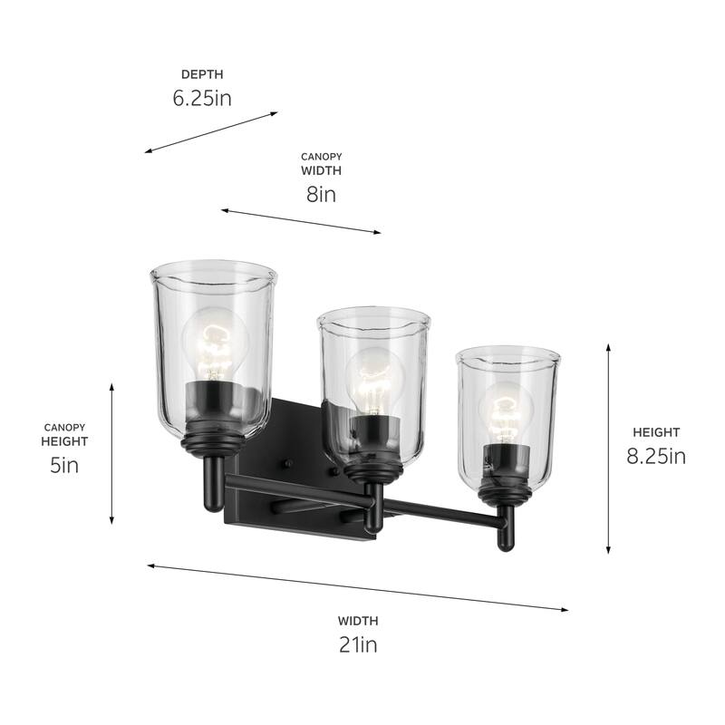 Kichler Lighting Shailene Bathroom Vanity Light with Clear Glass