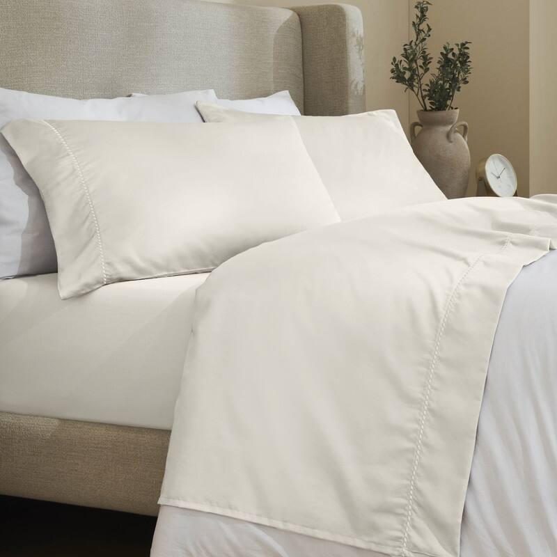 Superior Imperia Cotton Blend Embroidered 600 Thread Count Sheet Set - Twin - Ivory