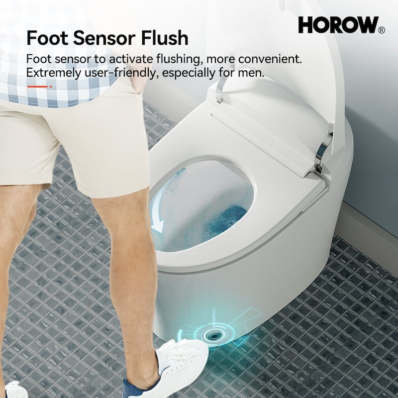 HOROW Tankless Elongated Smart Bidet Toilet with Heated Seat, Warm Water Washing and Remote Control