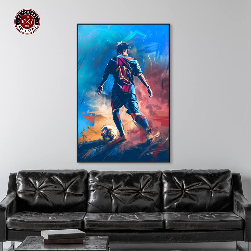 Notoriart Bold And Colorful Soccer Player Framed Soccer 1 Piece Canvas Wall Art