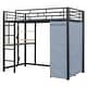 preview thumbnail 19 of 18, Twin Size Loft Metal Bed with Desk,Shelves,Power Outlet,LED Light and Wardrobe