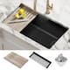 KRAUS Bellucci Workstation Undermount Granite Composite Kitchen Sink - 32" L x 19" W (sink KGUW2-33MBL) - Metallic Black