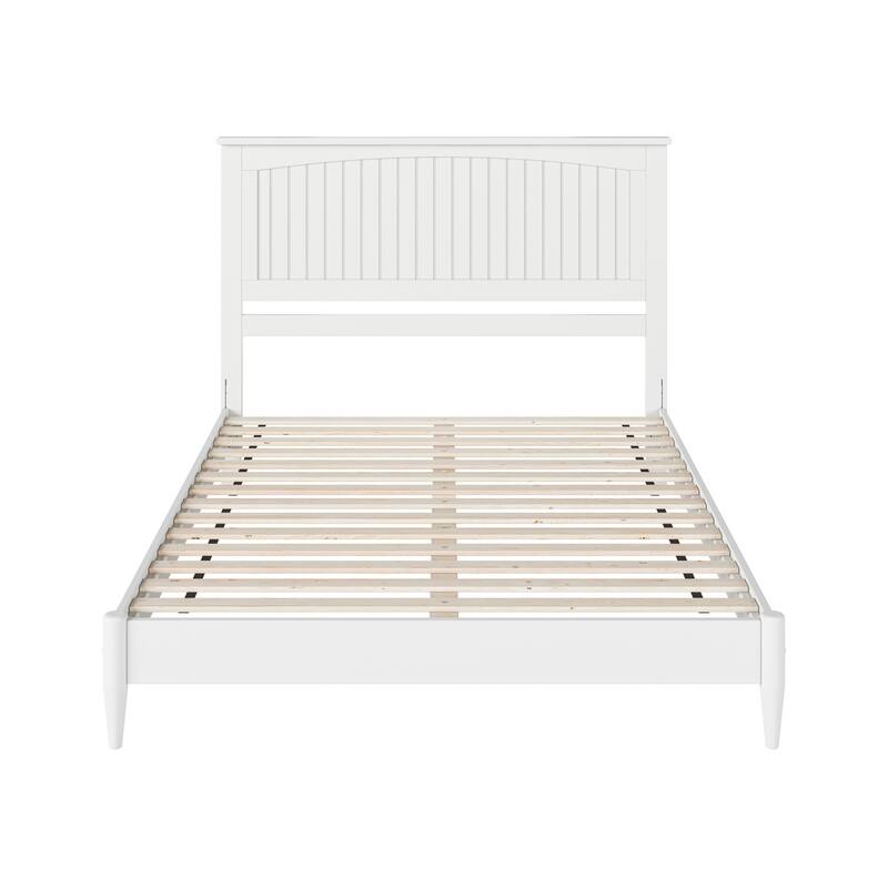 Queen Size Wood Platform Bed - Low Profile Modern Design, USB Charger Included