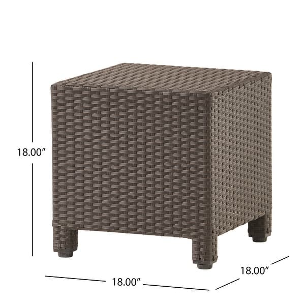 dimension image slide 0 of 3, Puerta Outdoor Wicker Accent Side Table by Christopher Knight Home