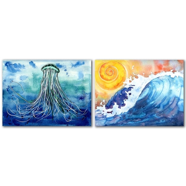 slide 2 of 5, Emperor Jellyfish by Sam Nagel 2 Piece Wrapped Canvas Wall Art Set 11 x 14