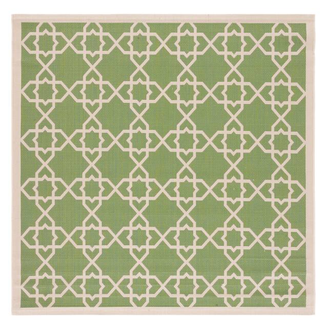 SAFAVIEH Courtyard Lawanda Trellis Indoor/ Outdoor Waterproof Patio Backyard Rug - 2' x 3'7" - Green/Beige