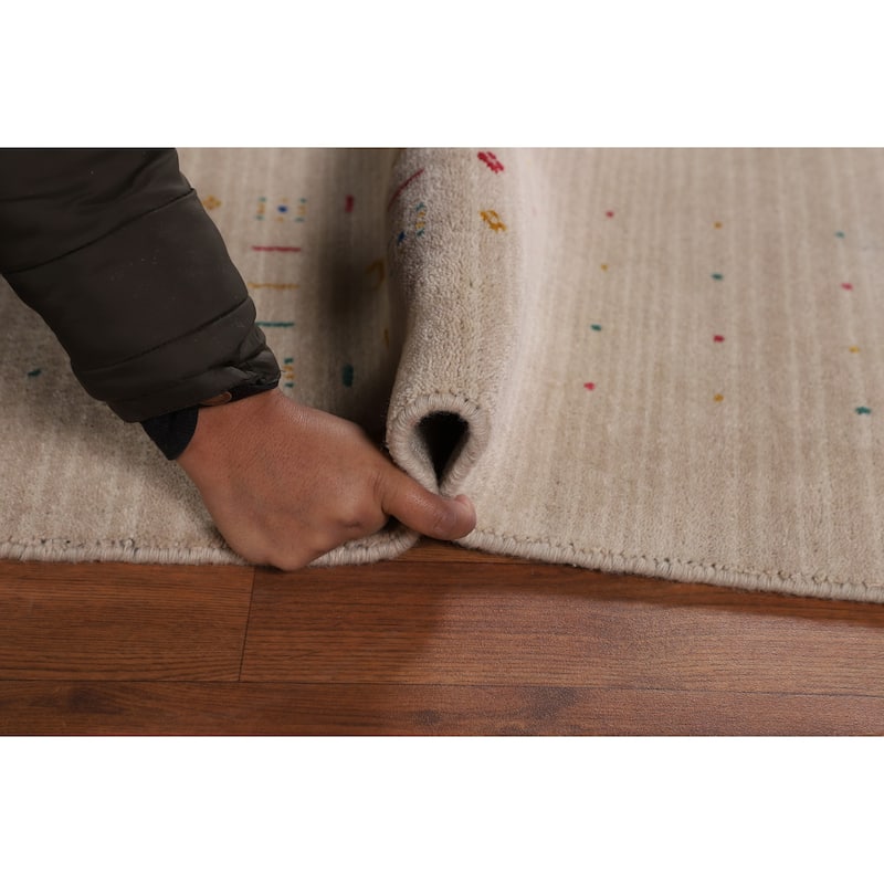 Tribal Gabbeh Indian Area Rug Hand-Knotted Modern Wool Carpet - 5'3"x 7'9"