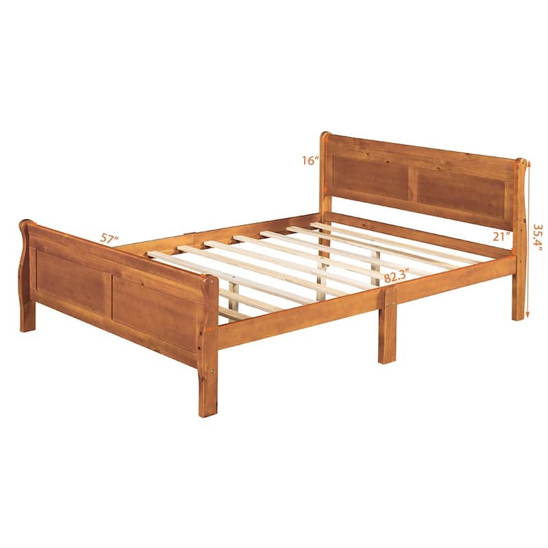 Harper & Bright Designs Wood Twin Sleigh Bed with Headboard and Footboard