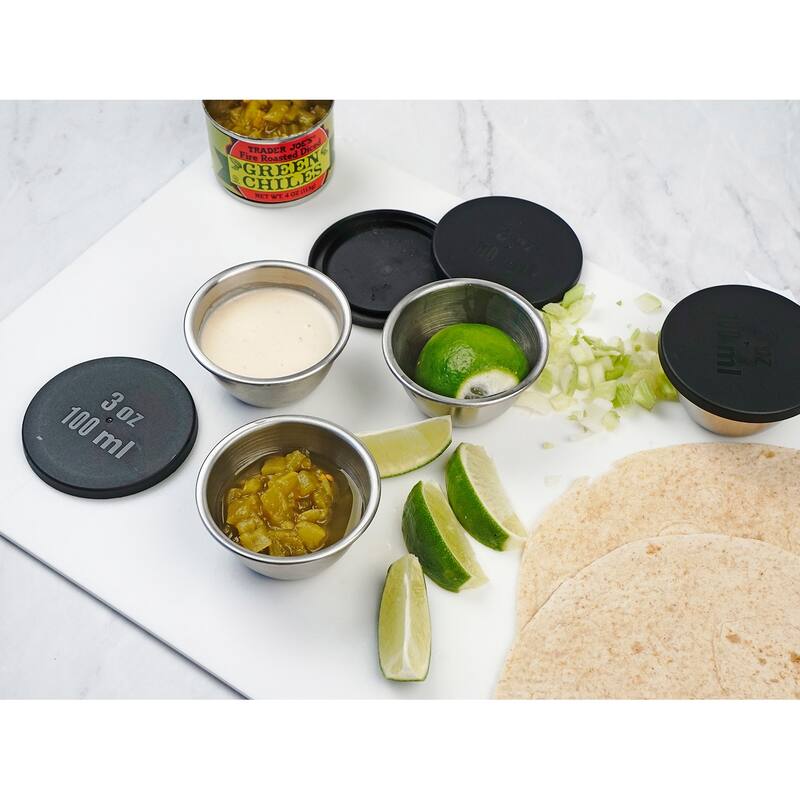 Condiment Cups With Lids (Set of 4) - Cup & Lid, 4-Piece, 3-ounce