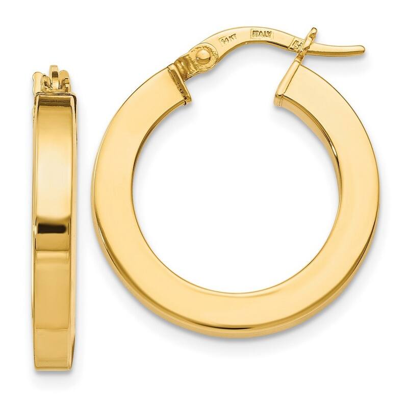 Curata 14k Yellow Gold Polished 22x3mm Squared Tube Hoop Earrings