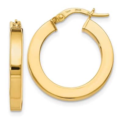 Curata 14k Yellow Gold Polished 22x3mm Squared Tube Hoop Earrings