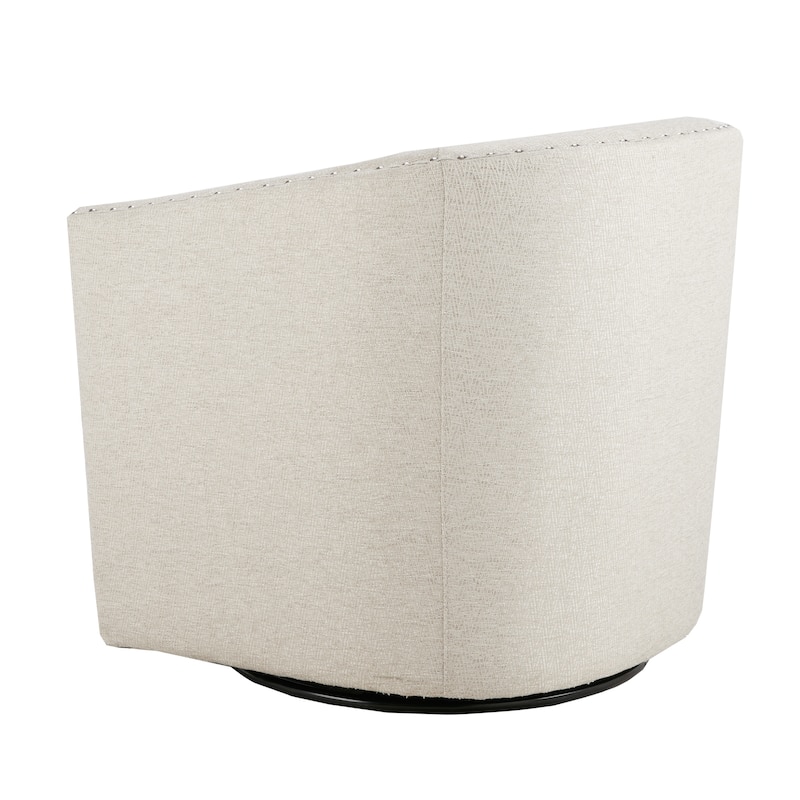 Madison Park Tyler Upholstered Swivel Barrel Chair with Nailheads
