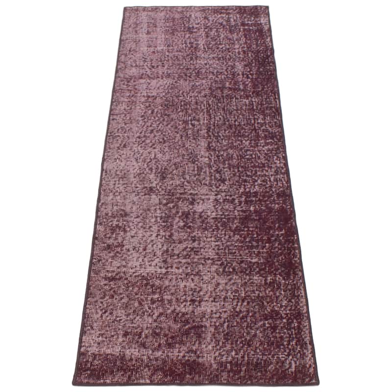 ECARPETGALLERY Hand-knotted Color Transition Burgundy Wool Rug - 2'4 x 8'4