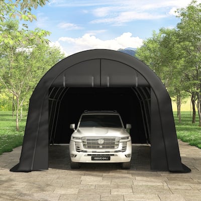 EROMMY Portable Garage, Heavy Duty Carport with All-Steel Metal Frame and Round Style Roof