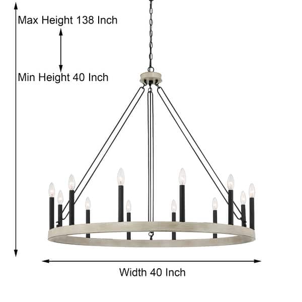 dimension image slide 1 of 6, Update 12-light 40In Modern Farmhouse Wagon Wheel Chandelier