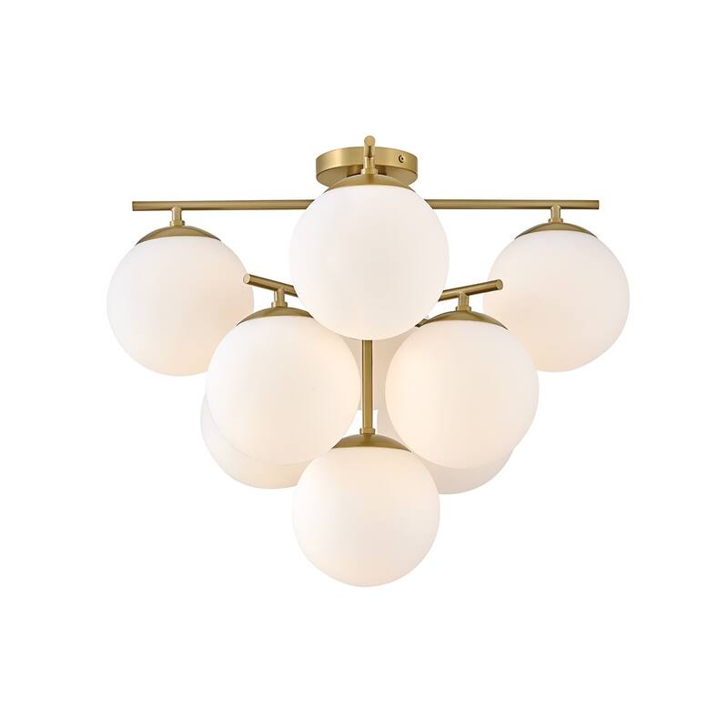 Lark 84201 Julep 9 Light 24" Wide Semi-flush Ceiling Fixture - Lacquered Brass