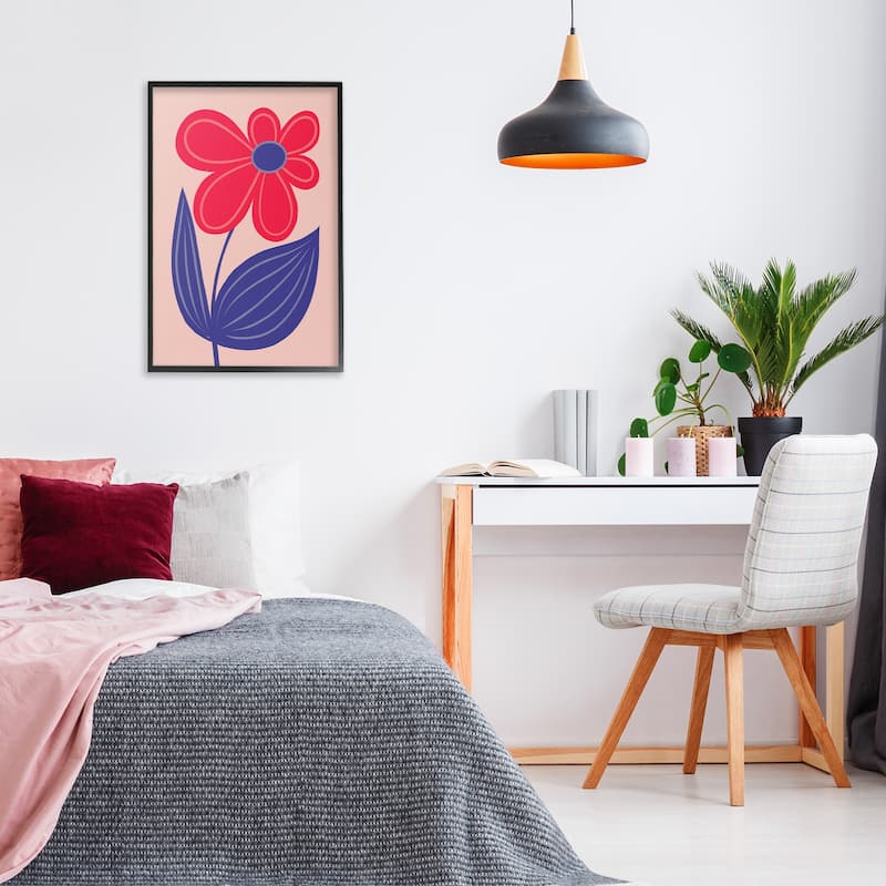 Stupell Playful Bold Red Daisy Framed Giclee Art Design By Martina Pavlova